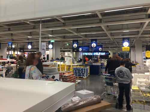 Seasonal merchandise is displayed near the checkout lines...and expect lines on weekends. Their bistro is just past the checkout  