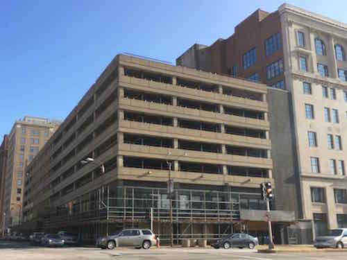 Pape John's was located at Tucker & Pine until July when it closed for repairs to this parking garage.