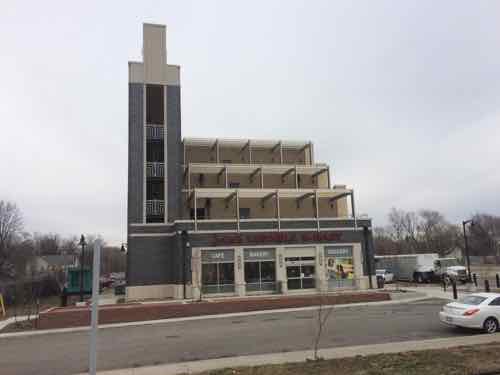 The Jazz Ensemble Market as seen from the MetroLink platform, it opened last Fall in the ground floor of the new  Jazz at Walter Circle senior housing building 