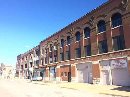 These buildings along North Broadway are the main part of the Wholesale & Warehouse Historic District, the Shady Jacks  Saloon is located in part