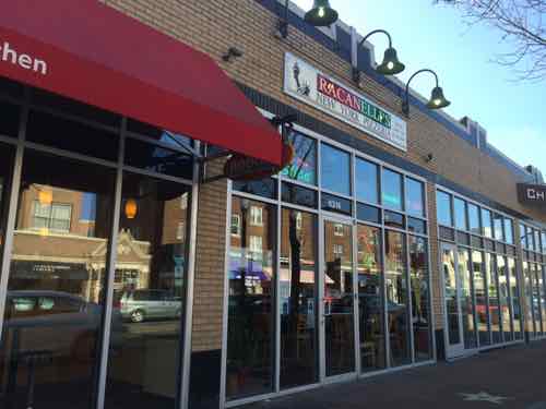 Locally-owned Racanelli's Pizza is located between twi national chains. 