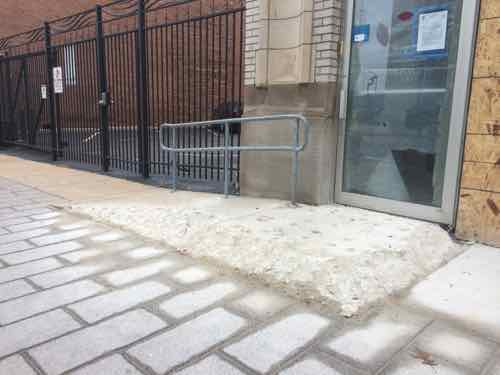 January 2nd: Again posted to Twitter &amp; Facebook with the caption: "Curious how those renovating 1424 Washington will handle ADA access" Note the door threshold is flush with the top of the ramp. 