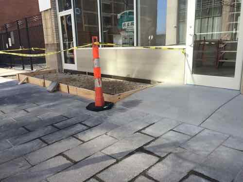 January 28th: Posted to Twitter & Facebook with the caption: "Another attempt at ADA compliance at 1424 Washington Ave, what's left doesn't look kosher" Click image to view on Facebook