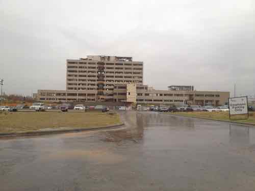 The hospital, though still standing, was devastated.   