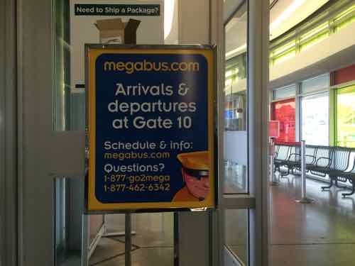 Sign inside the Gateway Transportation Center