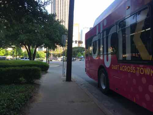 Normally the D-Lkink bus would've crossed through the park on Olive but they close it during busiest times -- otherwise it's open.