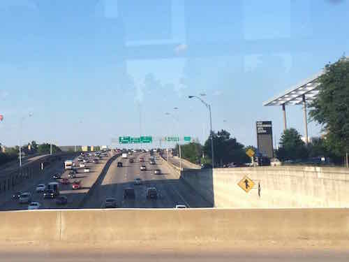 Looking right I saw the highway that had long been a divider, the other direction was the new Klyde Warren Park