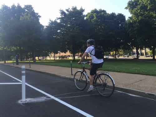 I saw two different cyclists using the new bike lane during the 45 minutes I was next to it