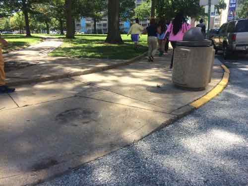 The trash can is now out of the ramp.