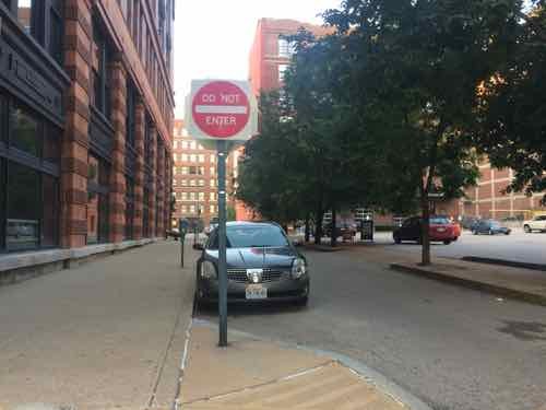 The significantly narrower 16th St is one-way northbound -- the opposite of 17th