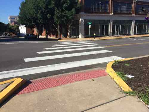 New "Continental" crosswalk at 19th is highly visible. Click image for article on Continental crosswalks. 