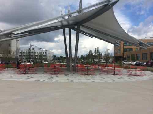 Looking North at the canopy, the same movable tables & chairs are used. 