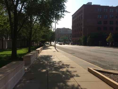 Looking East on Clark -- again no more barriers