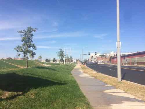 For those coming from the South, such as The Grove, this is the view along Vandeventer before reaching the pedestrian entry &amp; IKEA Way