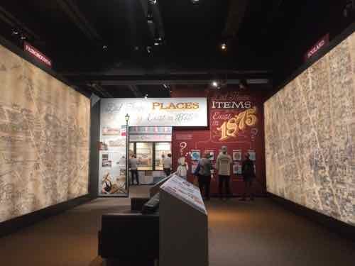 Several large spaces feature two different areas on opposite wall, this example is Fairgrounds & Soulard. In front of you is information to highlight areas on the huge panels