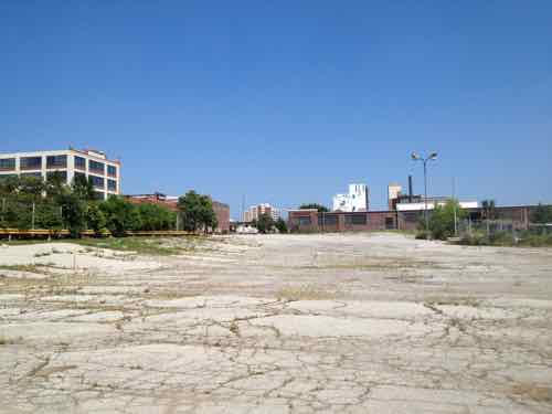 Behind the firehouse is largely an old industrial site 