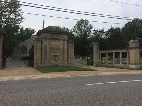 The cemetery entrance on Olive just West of Hanley