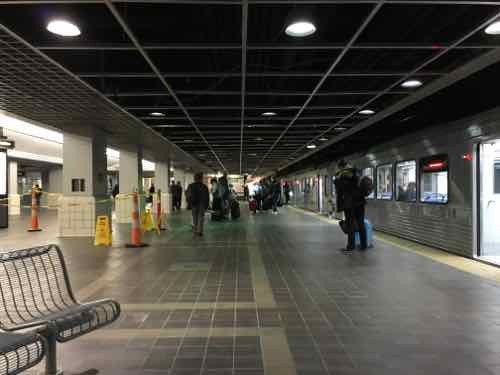 The platform at Tower City-Public Square. Their interurban streetcar lines converged at this downtown location. 