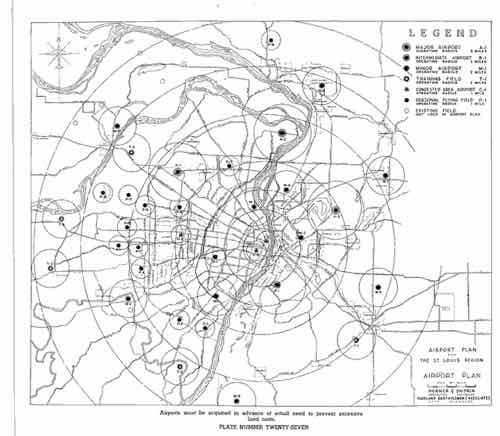 Bartholomew's 1947 plan called for 35 airports un the St, Louis region!