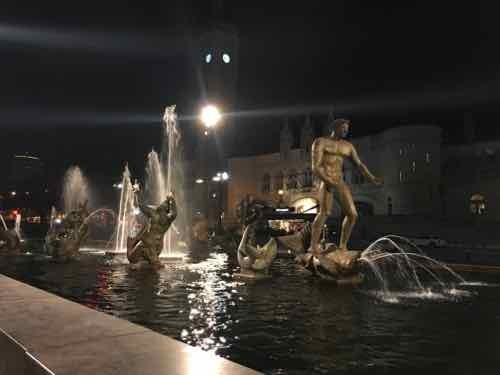 Two new light poles were added to shine lights on Carl Milles' "Meeting of the Waters":, October 22nd