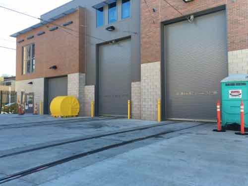 End of the maintenance building as seen from the yard, 