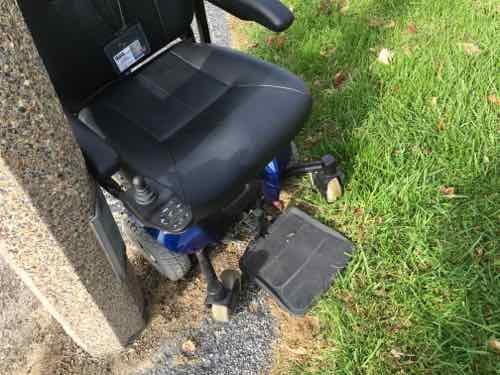 I couldn't get past a light pole because the slope of the grass. I had to stand to get my chair reversed, all while not falling or sending my chair over the curb into the street.