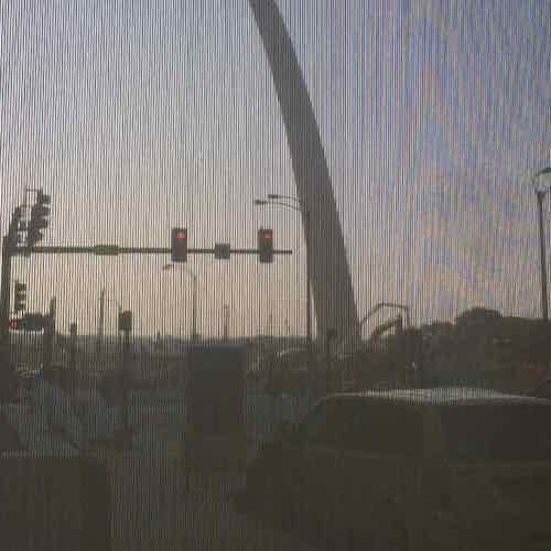 Looking at the Arch through the window screens