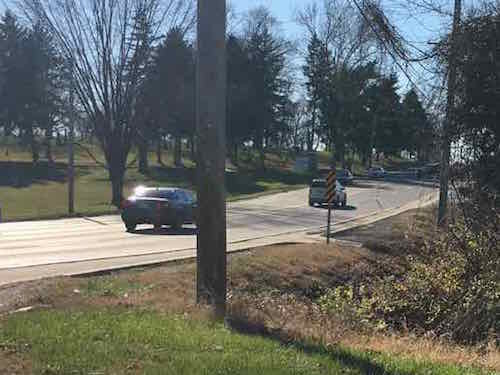 Here's a spot where a wheelchair user has no choice but to use the shoulder. What about an able-bodied parent walking with a small child or pushing a stroller? 