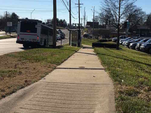 Just before Reevis Barracks the sidewalk & bus stop are excellent 