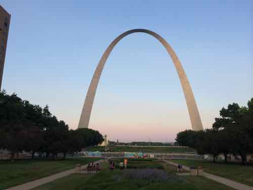 Looking East toward the Arch from the top of the steps at 4th Street, July 2014