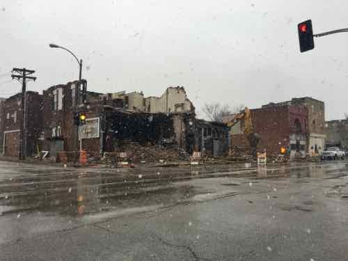 The SW corner of MLK & Taylor, 4500 MLK, was being razed. Was Taylor & Easton Drug. Click for map. 