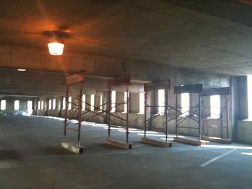 Structural repairs being made to one of the Kiener garages in 2010