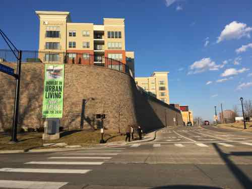 Looking North from 5th & Main. Note the banner on the tall retaining wall "Indulge in Urban Living"Looking North from 5th &amp; Main. Note the banner on the tall retaining wall "Indulge in Urban Living". Click image for official website 