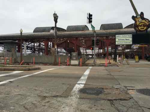 Looking West across 18th you can see the curb & sidewalk have been removed, December 2015 