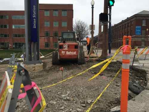 The corner was completely opened up, forms were placed for new concrete, December 2015