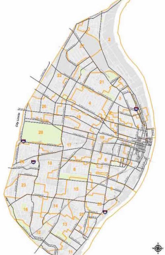 2011 Ward boundaries map, click image to view larger PDF on Scribd