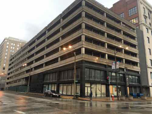 The parking garage at Tucker &amp; Locust on March 24th -- two days after Judge Dowd ruled 