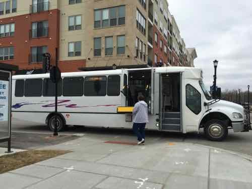 I got off on the last stop -- the Streets of St. Charles, the driver is putting the wheelchair lift away. I'll post about that development on Thursday. Click image to see my initial post on it from February.