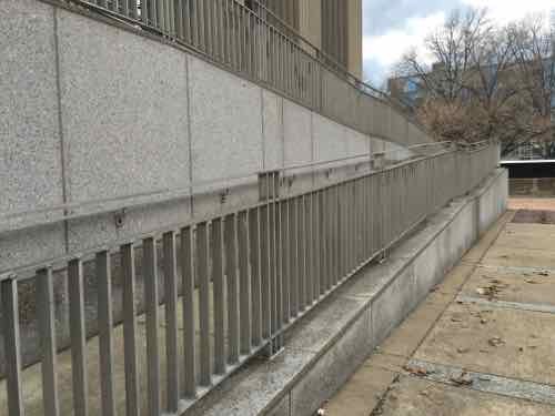 At the same time another ramp was built to go from the raised platform into the open center of the building