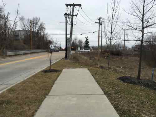 After going under I-70 the sidewalk suddenly ends -- just shy of the casino & hotel entrance drive and the South end of the historic district. So I turn around and head back. 