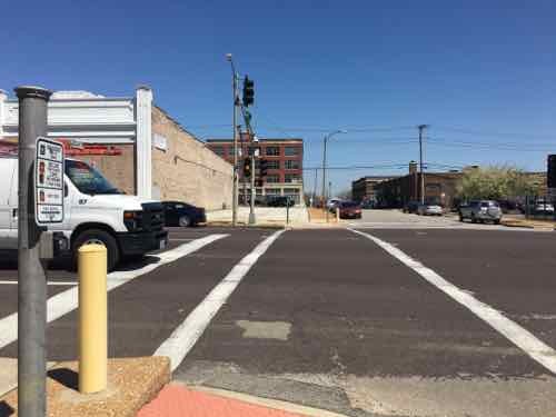 At Leffingwell you must press the button to get a walk signal to cross Olive -- even when traffic has a green light 