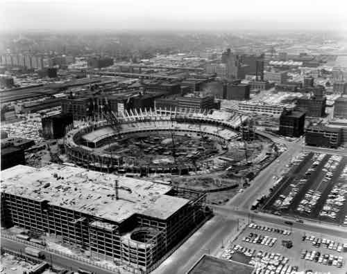 Busch Memorial Stadium under construction in 1965. Source: Wikipedia