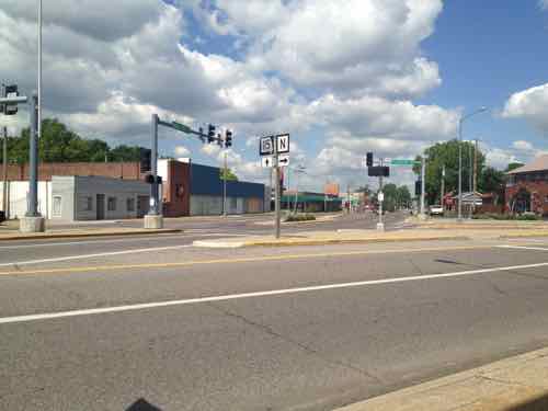 In 2012 the intersection of Natural Bridge & Florissant Rd was ugly, confusing to motorists, and a nightmare for pedestrians. It was a non-place. 
