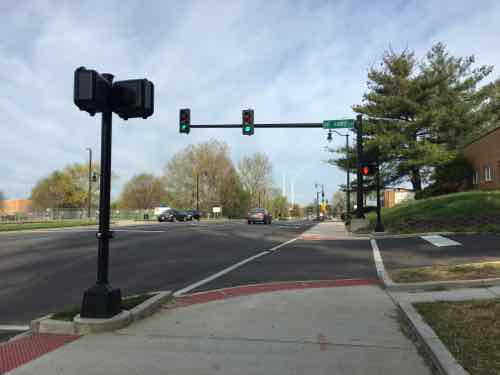 At St Ann's Ln I was confused why pedestrians wouldn't automatically get a WALK signal with traffic on Natural Bridge has a green light