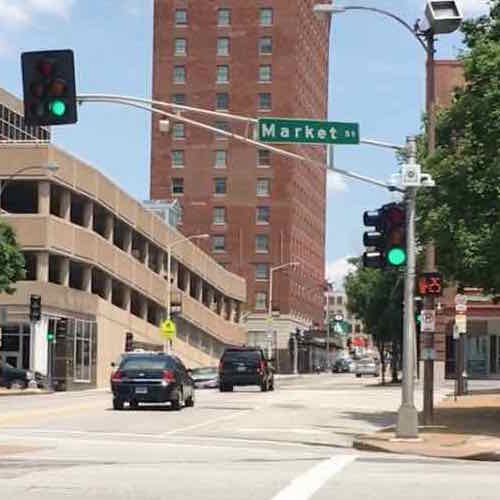 Very quickly the pedestrian signal begins to countdown to zero