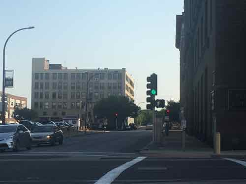 Looking North across Olive from the SE corner