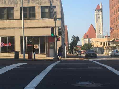 Looking South across Olive from the NE corner, the countdown timer has started 