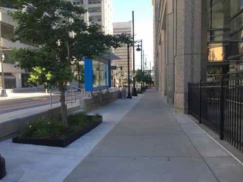 Sidewalk next to Northbound Metro Center stop