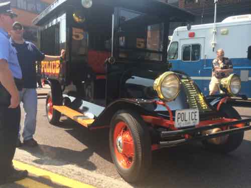 A vintage police vehicle
