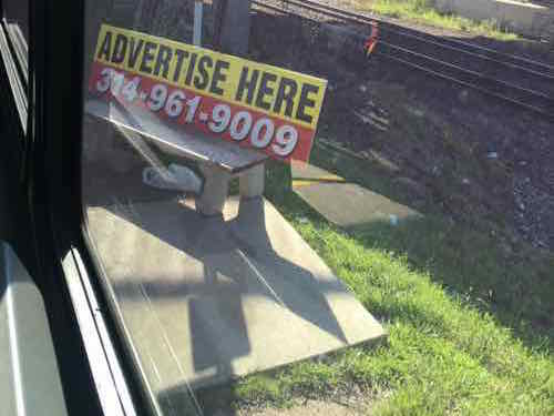 A bench head been casually placed at the stop, partially blocking the pad that was barely big enough for a wheelchair user to turn around. 